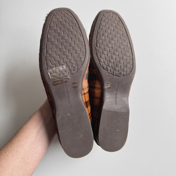 Antonio Melani Brown Tan Leather and Calf Hair Plaid Larrah Flats Size 8-8.5 - Picture 8 of 8